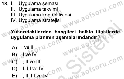 Halkla İlişkiler Kampanya Analizi Dersi 2019 - 2020 Yılı (Final) Dönem Sonu Sınav Soruları 18. Soru