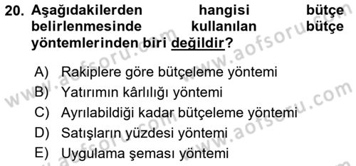 Halkla İlişkiler Kampanya Analizi Dersi 2019 - 2020 Yılı (Final) Dönem Sonu Sınav Soruları 20. Soru