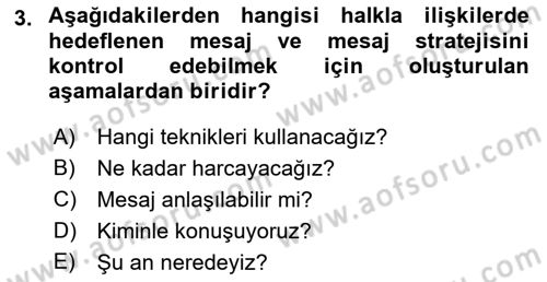 Halkla İlişkiler Kampanya Analizi Dersi 2019 - 2020 Yılı (Final) Dönem Sonu Sınav Soruları 3. Soru