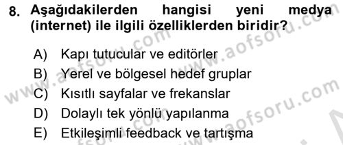 Halkla İlişkiler Kampanya Analizi Dersi 2019 - 2020 Yılı (Final) Dönem Sonu Sınav Soruları 8. Soru
