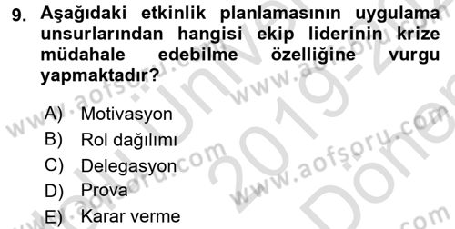 Halkla İlişkiler Kampanya Analizi Dersi 2019 - 2020 Yılı (Final) Dönem Sonu Sınav Soruları 9. Soru
