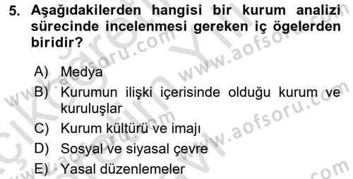 Halkla İlişkiler Kampanya Analizi Dersi 2020 - 2021 Yılı Yaz Okulu Sınav Soruları 5. Soru