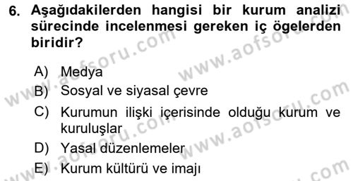 Halkla İlişkiler Kampanya Analizi Dersi Ara Sınavı Deneme Sınav Soruları 6. Soru