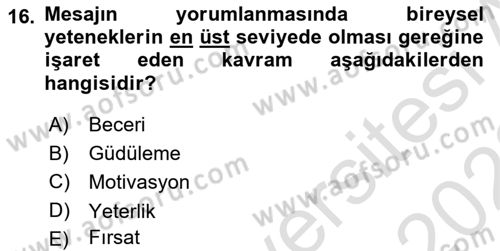 Halkla İlişkiler Kampanya Analizi Dersi 2021 - 2022 Yılı (Final) Dönem Sonu Sınav Soruları 16. Soru