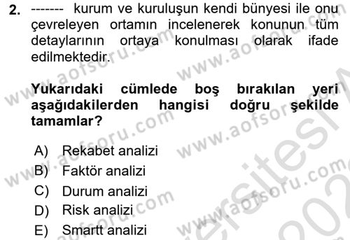Halkla İlişkiler Kampanya Analizi Dersi 2021 - 2022 Yılı (Final) Dönem Sonu Sınav Soruları 2. Soru