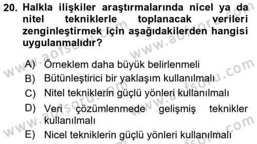 Halkla İlişkiler Kampanya Analizi Dersi 2021 - 2022 Yılı (Final) Dönem Sonu Sınav Soruları 20. Soru