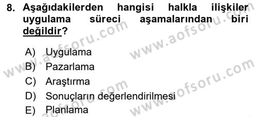 Halkla İlişkiler Kampanya Analizi Dersi 2021 - 2022 Yılı (Final) Dönem Sonu Sınav Soruları 8. Soru