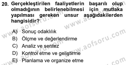 Halkla İlişkiler Kampanya Analizi Dersi 2021 - 2022 Yılı Yaz Okulu Sınav Soruları 20. Soru