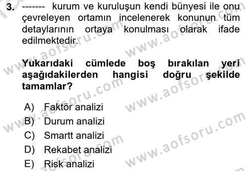 Halkla İlişkiler Kampanya Analizi Dersi Ara Sınavı Deneme Sınav Soruları 3. Soru