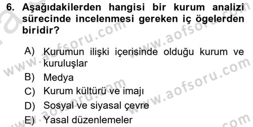 Halkla İlişkiler Kampanya Analizi Dersi Ara Sınavı Deneme Sınav Soruları 6. Soru