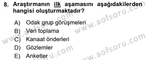 Halkla İlişkiler Kampanya Analizi Dersi Ara Sınavı Deneme Sınav Soruları 8. Soru
