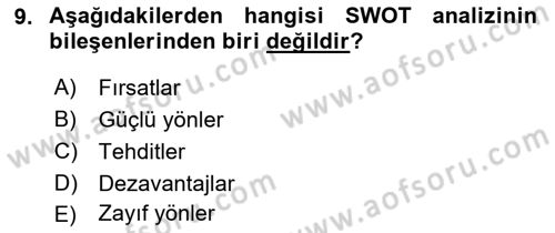 Halkla İlişkiler Kampanya Analizi Dersi Ara Sınavı Deneme Sınav Soruları 9. Soru