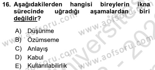 Halkla İlişkiler Kampanya Analizi Dersi 2022 - 2023 Yılı (Final) Dönem Sonu Sınav Soruları 16. Soru