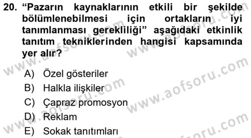 Halkla İlişkiler Kampanya Analizi Dersi 2022 - 2023 Yılı (Final) Dönem Sonu Sınav Soruları 20. Soru