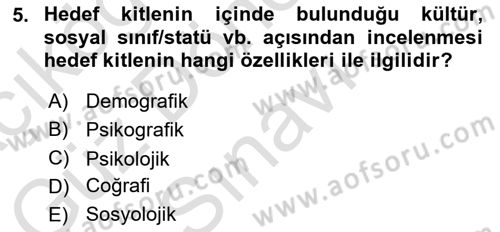 Halkla İlişkiler Kampanya Analizi Dersi 2022 - 2023 Yılı (Final) Dönem Sonu Sınav Soruları 5. Soru