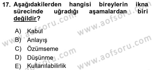 Halkla İlişkiler Kampanya Analizi Dersi 2022 - 2023 Yılı Yaz Okulu Sınav Soruları 17. Soru