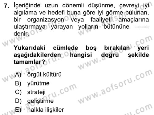 Halkla İlişkiler Kampanya Analizi Dersi 2022 - 2023 Yılı Yaz Okulu Sınav Soruları 7. Soru