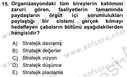 Halkla İlişkiler Kampanya Analizi Dersi Ara Sınavı Deneme Sınav Soruları 15. Soru