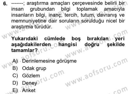 Halkla İlişkiler Kampanya Analizi Dersi Ara Sınavı Deneme Sınav Soruları 6. Soru
