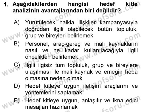 Halkla İlişkiler Kampanya Analizi Dersi 2023 - 2024 Yılı (Final) Dönem Sonu Sınav Soruları 1. Soru
