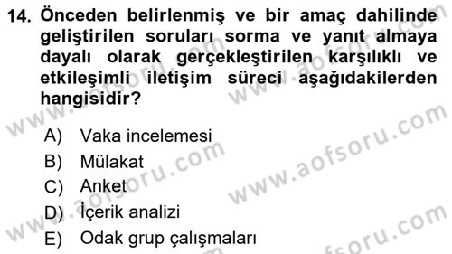Halkla İlişkiler Kampanya Analizi Dersi 2023 - 2024 Yılı (Final) Dönem Sonu Sınav Soruları 14. Soru