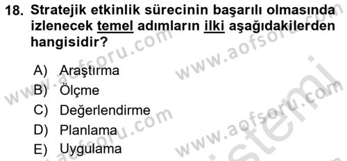 Halkla İlişkiler Kampanya Analizi Dersi 2023 - 2024 Yılı (Final) Dönem Sonu Sınav Soruları 18. Soru