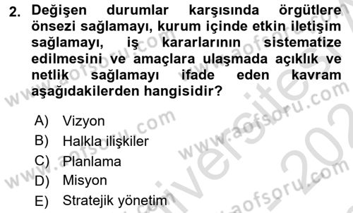 Halkla İlişkiler Kampanya Analizi Dersi 2023 - 2024 Yılı (Final) Dönem Sonu Sınav Soruları 2. Soru