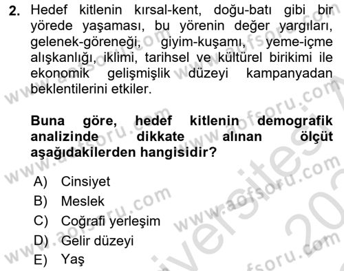 Halkla İlişkiler Kampanya Analizi Dersi 2023 - 2024 Yılı Yaz Okulu Sınav Soruları 2. Soru