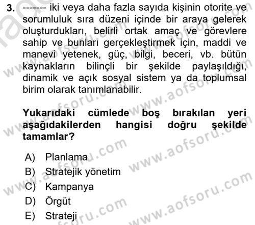 Halkla İlişkiler Kampanya Analizi Dersi 2023 - 2024 Yılı Yaz Okulu Sınav Soruları 3. Soru