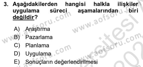 Halkla İlişkiler Kampanya Analizi Dersi 2024 - 2025 Yılı (Final) Dönem Sonu Sınav Soruları 3. Soru