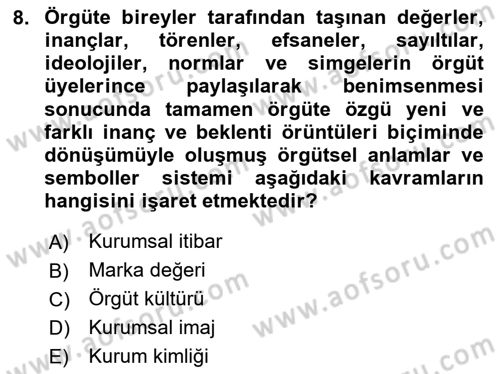 Halkla İlişkiler Kampanya Analizi Dersi 2024 - 2025 Yılı Yaz Okulu Sınav Soruları 8. Soru
