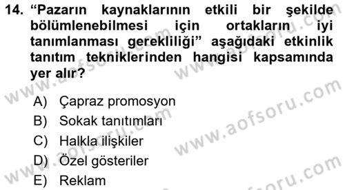 Halkla İlişkiler Kampanya Analizi Dersi 2025 - 2026 Yılı (Final) Dönem Sonu Sınav Soruları 14. Soru