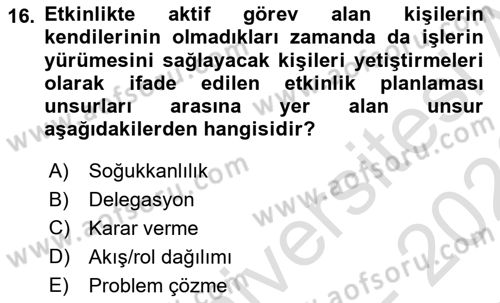 Halkla İlişkiler Kampanya Analizi Dersi 2025 - 2026 Yılı (Final) Dönem Sonu Sınav Soruları 16. Soru