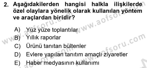 Halkla İlişkiler Kampanya Analizi Dersi 2025 - 2026 Yılı (Final) Dönem Sonu Sınav Soruları 2. Soru