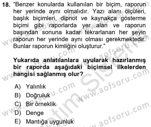 Halkla İlişkiler Araştırmaları Dersi 2018 - 2019 Yılı 3 Ders Sınav Soruları 18. Soru