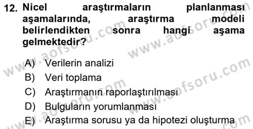 Halkla İlişkiler Araştırmaları Dersi 2018 - 2019 Yılı (Vize) Ara Sınav Soruları 12. Soru