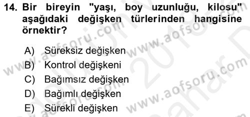 Halkla İlişkiler Araştırmaları Dersi 2018 - 2019 Yılı (Vize) Ara Sınav Soruları 14. Soru