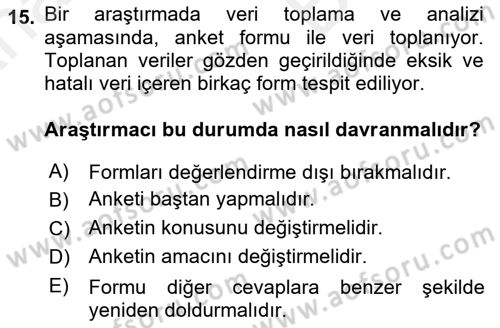 Halkla İlişkiler Araştırmaları Dersi 2018 - 2019 Yılı (Vize) Ara Sınav Soruları 15. Soru