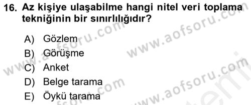 Halkla İlişkiler Araştırmaları Dersi 2018 - 2019 Yılı (Vize) Ara Sınav Soruları 16. Soru
