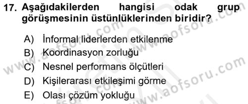 Halkla İlişkiler Araştırmaları Dersi 2018 - 2019 Yılı (Vize) Ara Sınav Soruları 17. Soru