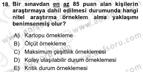 Halkla İlişkiler Araştırmaları Dersi 2018 - 2019 Yılı (Vize) Ara Sınav Soruları 18. Soru
