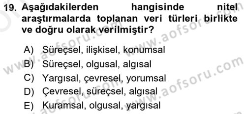 Halkla İlişkiler Araştırmaları Dersi 2018 - 2019 Yılı (Vize) Ara Sınav Soruları 19. Soru