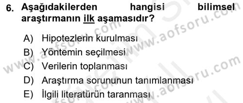Halkla İlişkiler Araştırmaları Dersi 2018 - 2019 Yılı (Vize) Ara Sınav Soruları 6. Soru