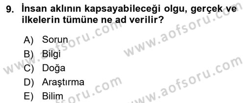 Halkla İlişkiler Araştırmaları Dersi 2018 - 2019 Yılı (Vize) Ara Sınav Soruları 9. Soru
