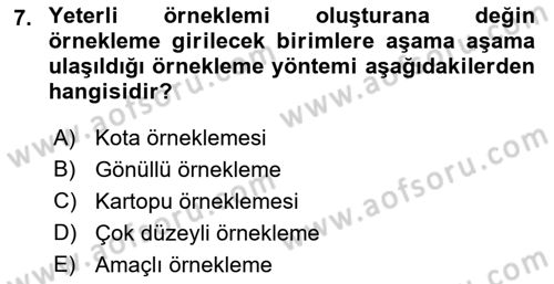 Halkla İlişkiler Araştırmaları Dersi 2018 - 2019 Yılı (Final) Dönem Sonu Sınav Soruları 7. Soru