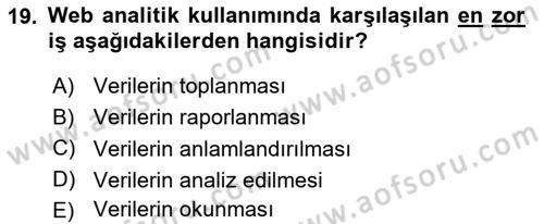 Halkla İlişkiler Araştırmaları Dersi 2018 - 2019 Yılı Yaz Okulu Sınav Soruları 19. Soru