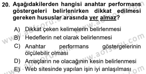 Halkla İlişkiler Araştırmaları Dersi 2018 - 2019 Yılı Yaz Okulu Sınav Soruları 20. Soru
