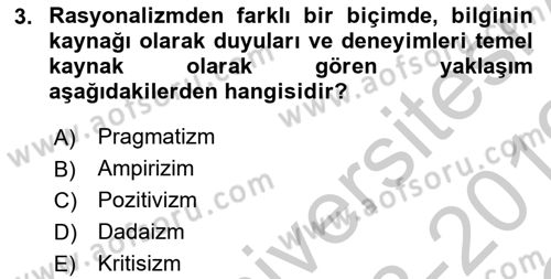Halkla İlişkiler Araştırmaları Dersi 2018 - 2019 Yılı Yaz Okulu Sınav Soruları 3. Soru