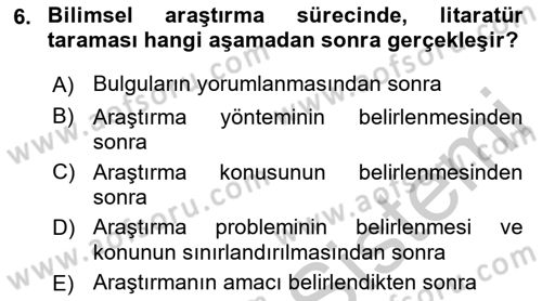 Halkla İlişkiler Araştırmaları Dersi 2018 - 2019 Yılı Yaz Okulu Sınav Soruları 6. Soru
