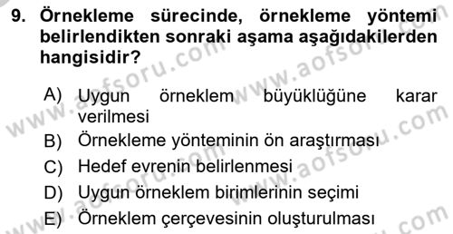 Halkla İlişkiler Araştırmaları Dersi 2018 - 2019 Yılı Yaz Okulu Sınav Soruları 9. Soru